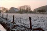 Frostiger Winternachmittag im Osnabrcker Land. Scan eines Dias aus den 1970er Jahren.