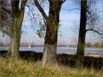 Am Rhein nrdlich von Dsseldorf: Blick auf die Brcke der A44 (Oktober 2009)