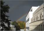 Nach einem heftigen Regenguß am 18.10.2007 zeigt sich ein doppelter Regenbogen über dem Hofgarten in Düsseldorf.