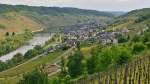 . Wunderschnes Moseltal - In den Weinbergen in Reil hat man einen herrlichen Ausblick auf das Moseltal mit den Orten Reil und Burg (Mosel). 13.05.2015 (Jeanny)