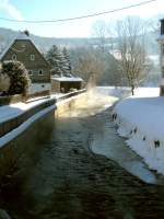 Dampfende Flusslandschaft in Burkhardtsdorf, 07.01.09