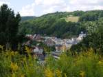 Blick auf die im Müglitztal gelegene Uhrenstadt Glashütte (Sachsen) / Osterzgebirge; August 2014  