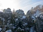 Blick von der Felsenburg Neurathen auf die Basteibrcke. 26.01.2013