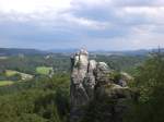 Zwei Bergsteiger auf den Felsen der Bastei in der schsischen Schweiz.(24.7.2011)