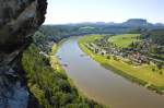 Aussicht vom Bastelgebiet auf die Elbe in der Sächsischen Schweiz (Nördlich von Kurort Rathen).