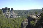 Blick auf Schwarze Säule, Pate und Wehlkopf im Nationalpark Sächsische Schweiz.