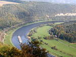 Die Elbe gesehen von der Festung Königsstein am 17. Oktober 2021.