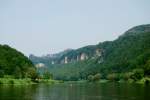 Der Blick auf Elbe und Elbsandsteingebirge von der Fhre in Schna, 31.05.08