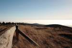 Ostharz und Umland unter dichten Hochnebelwolken; Blick am Mittag des 16.11.2012 vom Gipfelrundweg des Brocken nach Osten ber Heinrichshhe, Erdbeerkopf und Hohneklippen...