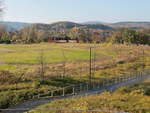 Die Landschaft bei Wernigerode vom Bahnhof in Richtung Brocken am 03. November 2017 gesehen.