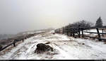 Verspäteter Wintereinbruch auf dem Brocken bei ca. -2 °C und Windböen von bis zu 100 km/h.
(Smartphone-Aufnahme)
[2.2.2020 | 11:44 Uhr]
