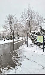 Schneebedeckte Herrenbreite in Aschersleben.