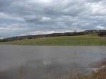 Blick von Laucha Richtung Dorndorf ber das Hochwasser auf den Unstrutwiesen - 28.02.2010