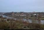 Und vier Stunden später war der Schnee dann weg:  Blick auf die Saale im Naturpark  Unteres Saaletal  mit Lettin, einem Stadtteil von Halle (Saale).