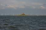 Die Hallig Habel, vom Postboot aus gesehen, am 08.06.2012.