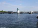 Die Klappbrücke bei Kappeln verbindet das Angelner mit dem Schwansener Ufer der Schlei (Kreis Schleswig-Flensburg, Schleswig-Holstein, Mai 2010)