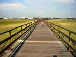 Weit ist der Weg bis zum Nordseewasser. St. Peter-Ording OT Bad ganz am Horizont, Sommer 2003