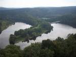 Auch hier wieder der Blick von oben auf den Stausee, ganz in der Nhe befindet sich Schlo Burgk.