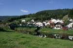 Auf einer Lnge von 29 km fliet der Doubs durch den Schweizer Kanton Jura. Den Teil des Doubs nennt man Clos du Doubs. Der Doubs bei Soubey; 19.09.2010