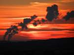 Abendhimmel bei Haßfurt mit Dampfwolken vom AKW Grafenrheinfeld,aufgenommen am 13.10.2013