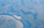 Blick auf das Irrawadi-Delta in Myanmar vom Flugzeug aus.(6.1.2012)