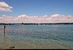 Blick vom Seeburgpark in Kreuzlingen (CH) auf den Bodensee Richtung Konstanz.