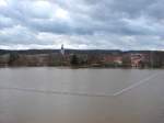  Laucha am See  - Blick von der neuen Flutbrcke ber das Hochwasser auf den Unstrutwiesen - 28.02.2010