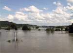 Die Ruhr fhrt am 23. August starkes Hochwasser. Sehr ungewhnlich zu dieser Jahreszeit. (Im Hintergrund die A1)
Aufn. Hagen 2007 
