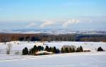 Blick von der Eifel bei Weiler am Berg in Richtung Bergheim. RWE-Kraftwerke sind schwer am dampfen - 18.12.2010