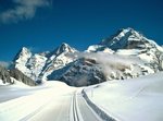 Eiger, Mönch und Jungfrau, von Suppenalp oberhalb von Mürren aus gesehen - 24.02.2004