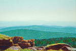  Brockensteinweite , Gemälde: Öl auf Baumwolle, 2006 - 2009, 40 x 60 cm; Blick vom Brocken Richtung Südwesten über die Achtermannshöhe mit ihrem Felsgipfel, dem Rehberg, dem