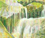  Ilsefälle V , Gemälde: Öl, Ölpastell auf Buchbinderkarton, 2011, 60 x 70 cm; an den treppenartigen Wasserfällen der Ilse zwischen Ilsenburg und Brocken...