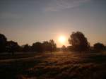 Die Sonne geht auf ber der Elbwiese in Niegripp am Morgen des 13.08.2007 um 05:38 Uhr 