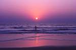 Sonnenuntergang am Calangute Beach in Goa. Aufnahme: November 1988 (Bild vom Dia).