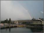 Ein Regenbogen über Luzern am Vierwaldstättersee, aufgenommen am 18.07.2007 gegen 20:00 Uhr.