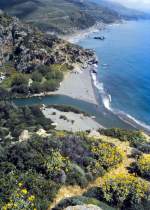 Der Palmenstrand von Preveli an der Südküste Kretas.