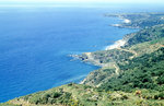 Aussicht in der Nähe von Plakias an der Südküste von Kreta. Bild vom Dia. Aufnahme: April 1999.