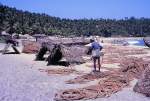 Der Strand vor Kovalam in Kerala. Aufnahme: Dezember 1988 (Bild voma Dia).