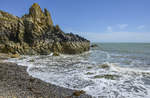 Felsenstrand an der Südküste von Howth Head - Irland. Aufnahme: 12. Mai 2018.