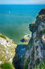 Blick auf Nose of Howth von Howth Cliff Walk - Irland. Aufnahme: 12. Mai 2018.