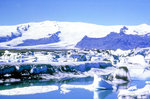 Die Lagune Jokulsárlón am Vatnajökull auf Island. Bild vom Dia. Aufnahme: August 1995.