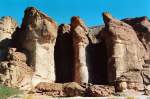 Salomos Säulen im Nationalpark Timna in der Negev-Wüste.Aufnahme: Januar 1988 (digitalisiertes Negativfoto).