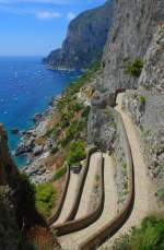 Via Krupp auf Südcapri von Terrazza dei Giardini d'Augusto aus gesehen. Aufnahmedatum: 21. Juli 2011.