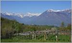Blick von Vergio in Richtung Trontano und die Piemontischen Alpen.