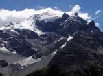 Ortler als Kulisse beim Aufstieg aufs Stilfserjoch. 06. Juli 2003