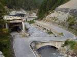 Stilfserjochstrasse: Bergsturz bei Trafoierbach-Brcke. Galerie noch im Bau. 26. Aug. 2005