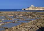 An der Nordküste Gozos, in der Nähe von Marsalfornn, gibt es viele Saltpfannen, die auch heute noch in Betrieb sind und wo in aufwendiger Handarbeit Meersalz gewonnen wird. 01.10.2007