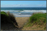 Sandy Bay ist eine bei Surfern beliebte Bucht an Ostküste der Nordinsel.