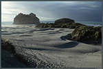 Wharariki Beach gehört zu den schönsten Stränden Neuseelands. (20.10.2016)