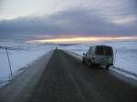 Unterwegs in der Tundra. Diese Aufnahme entstand am 21.01.2001 auf der E 75 sdlich von Vard.